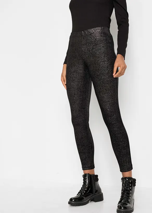Glitzer Leggings aus Samt in schwarz von vorne - bonprix Glitzer Leggings aus Samt in schwarz von vorne - bonprix