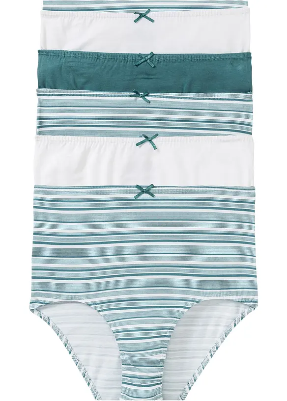 Highwaist Slip mit weicher Baumwolle (6er Pack) in petrol von vorne - bonprix