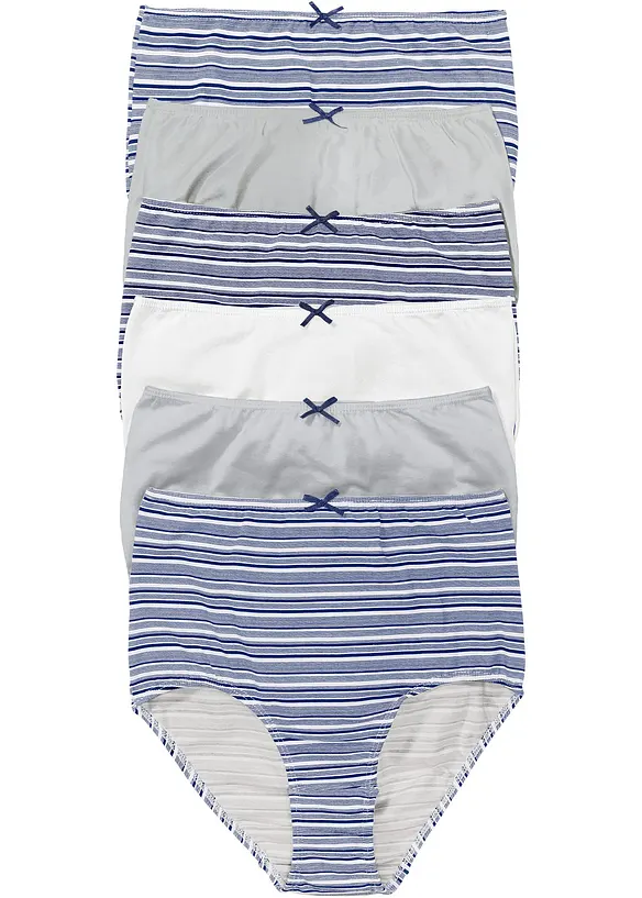 Highwaist Slip mit weicher Baumwolle (6er Pack) in blau von vorne - bonprix
