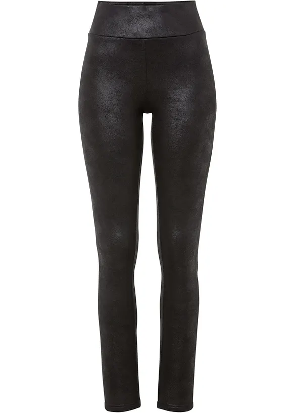Thermo-Leggings mit Beschichtung in schwarz von vorne - bonprix