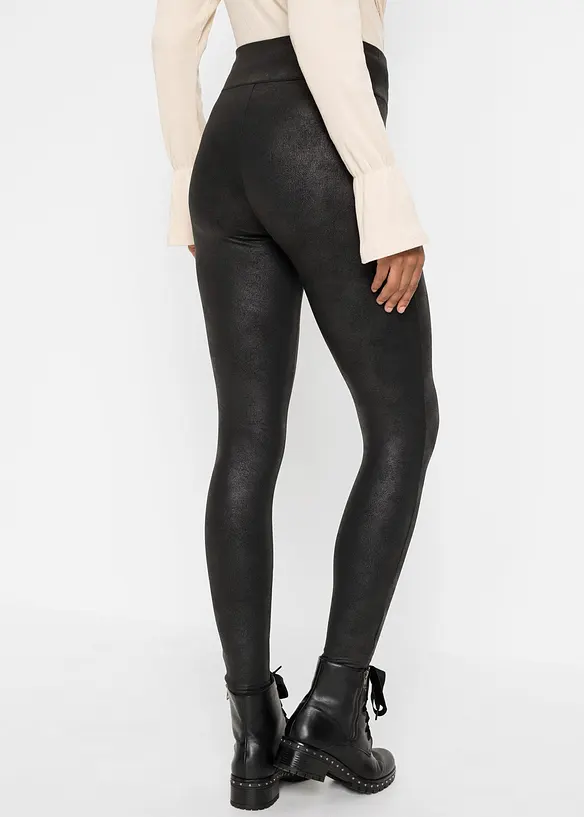 Thermo-Leggings mit Beschichtung in schwarz von hinten - bonprix