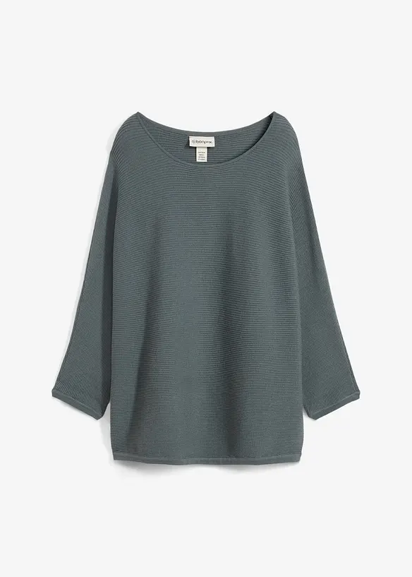 Oversize-Ripp-Pullover aus Viskose-Mix in grün von vorne - bonprix Oversize-Ripp-Pullover aus Viskose-Mix in grün von vorne - bonprix