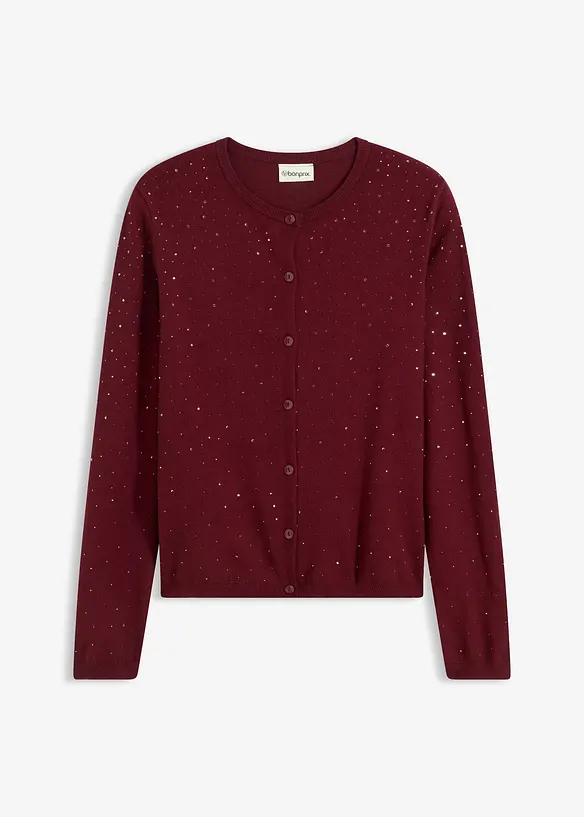 Strickjacke mit Glitzersteinchen in rot von vorne - bonprix Strickjacke mit Glitzersteinchen in rot von vorne - bonprix