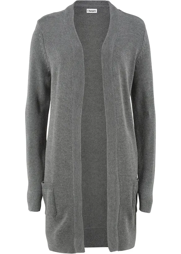 Longstrickjacke, Langarm in grau von vorne - bonprix Longstrickjacke, Langarm in grau von vorne - bonprix
