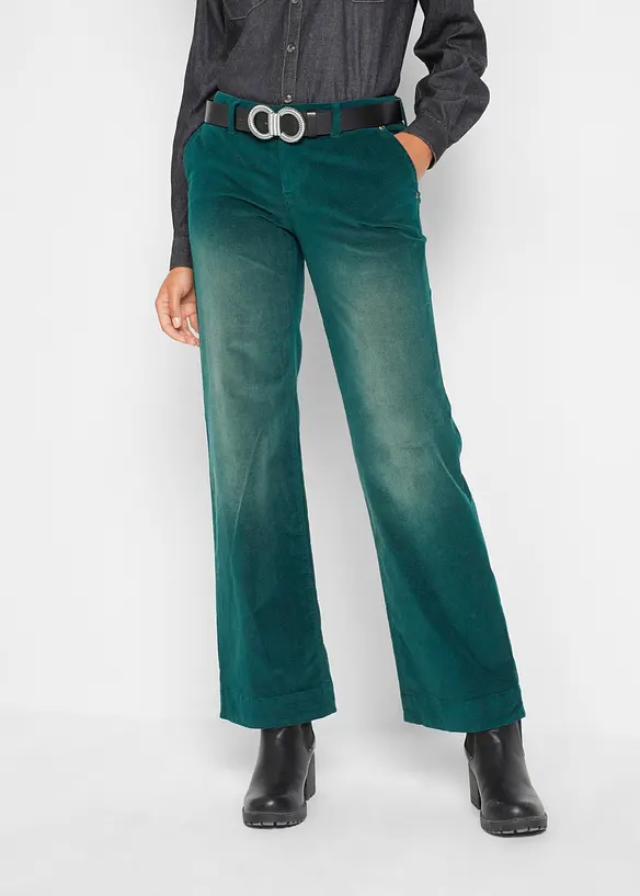Cordhose aus elastischem Baumwoll-Mix in grün von vorne - bonprix Cordhose aus elastischem Baumwoll-Mix in grün von vorne - bonprix