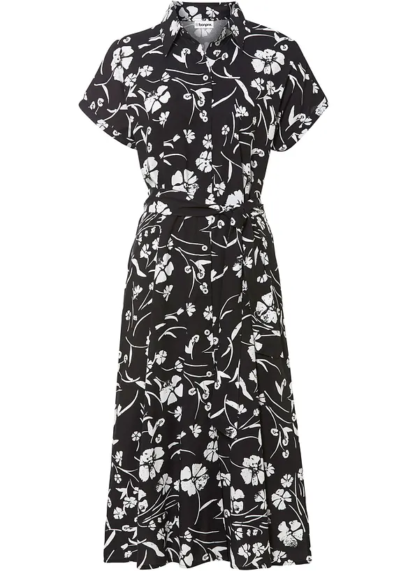 Blusenkleid aus reiner Viskose in schwarz von vorne - bonprix Blusenkleid aus reiner Viskose in schwarz von vorne - bonprix