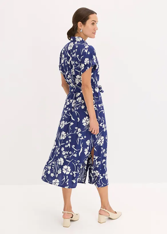 Blusenkleid aus reiner Viskose in blau von hinten (Totalaufnahme) - bonprix