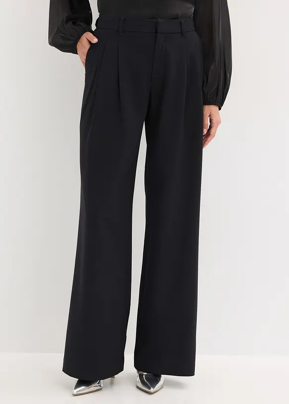 Marlenehose in schwarz von vorne - bonprix Marlenehose in schwarz von vorne - bonprix