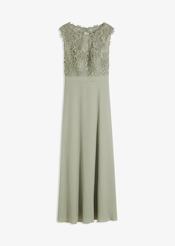 Maxikleid mit Spitze in grün von vorne - bonprix Maxikleid mit Spitze in grün von vorne - bonprix