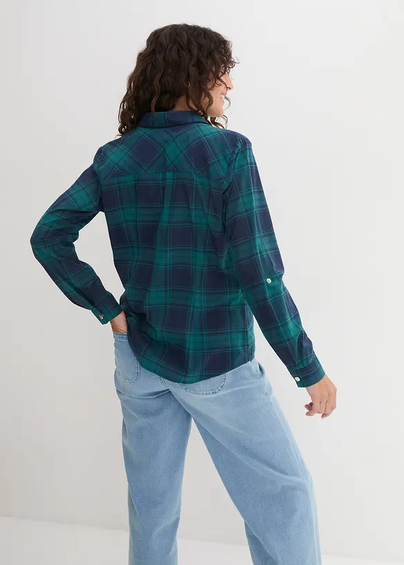 Hemdbluse aus reiner Baumwolle in petrol von hinten (im Anschnitt) - bonprix Hemdbluse aus reiner Baumwolle in petrol von hinten (im Anschnitt) - bonprix