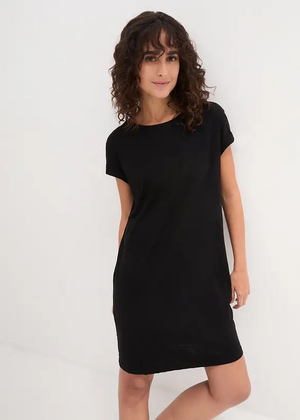 Shirtkleid aus reiner Bio-Baumwolle in schwarz von vorne (Totalaufnahme) - bonprix Shirtkleid aus reiner Bio-Baumwolle in schwarz von vorne (Totalaufnahme) - bonprix