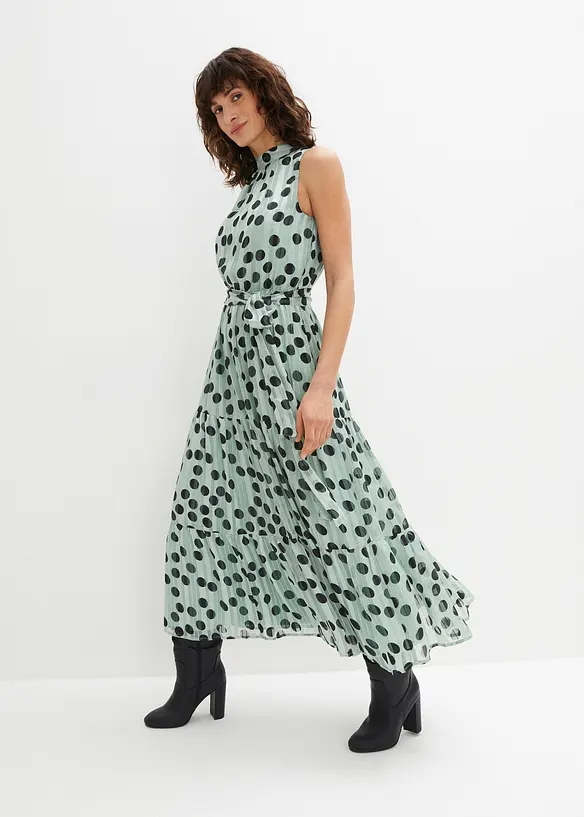 Chiffonkleid mit Glitzer in grün von vorne (Totalaufnahme) - bonprix Chiffonkleid mit Glitzer in grün von vorne (Totalaufnahme) - bonprix