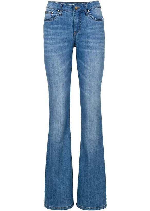 Bootcut-Jeans Mid Waist in blau von vorne - bonprix