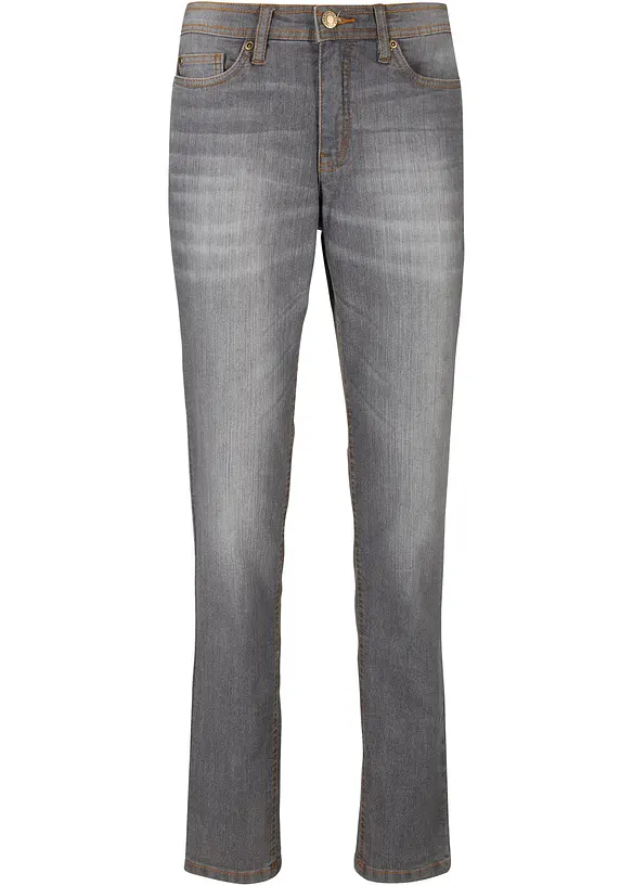Mom-Jeans Mid Waist, Komfort-Stretch in grau von vorne - bonprix Mom-Jeans Mid Waist, Komfort-Stretch in grau von vorne - bonprix