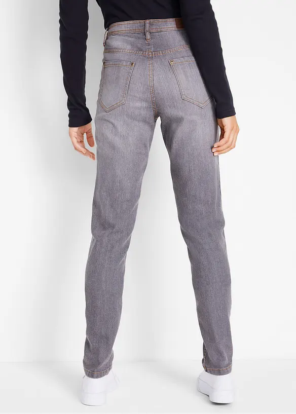 Mom-Jeans Mid Waist, Komfort-Stretch in grau von hinten - bonprix Mom-Jeans Mid Waist, Komfort-Stretch in grau von hinten - bonprix