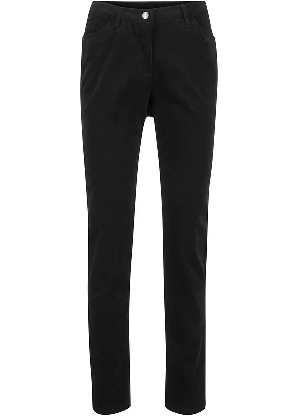 Cordhose aus elastischem Baumwoll-Mix in schwarz von vorne - bonprix