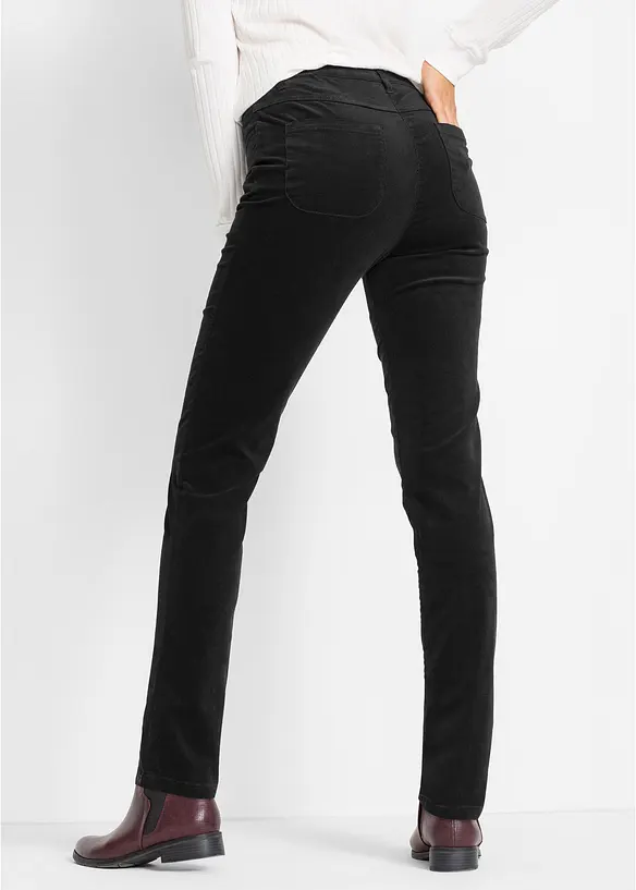 Cordhose aus elastischem Baumwoll-Mix in schwarz von hinten - bonprix