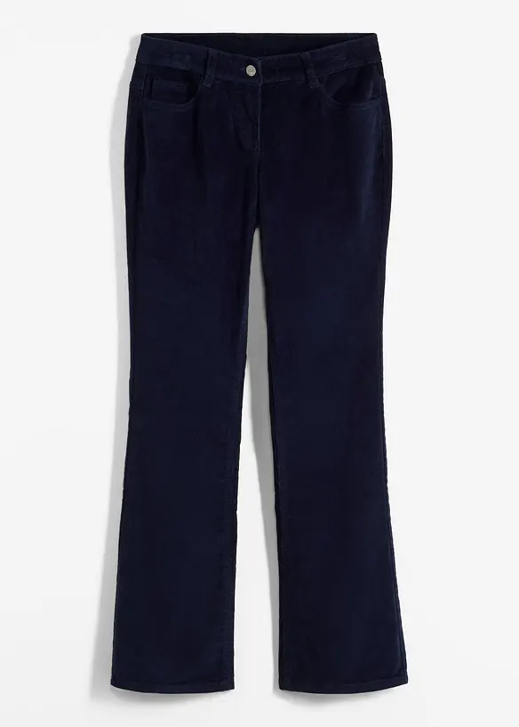 Bootcut-Cordhose aus Baumwoll-Mix in blau von vorne - bonprix Bootcut-Cordhose aus Baumwoll-Mix in blau von vorne - bonprix