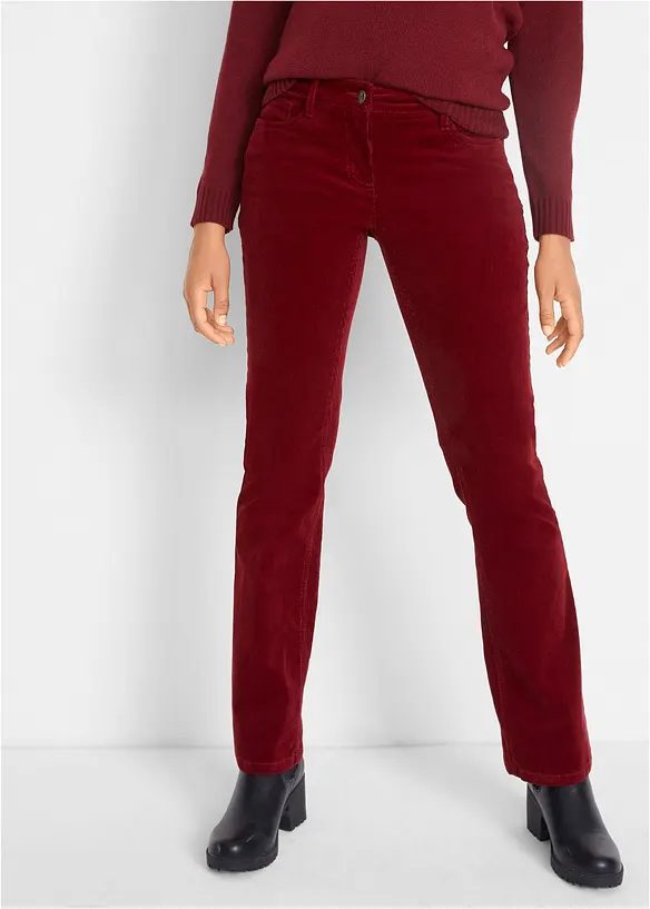 Bootcut-Cordhose aus Baumwoll-Mix in rot von vorne - bonprix
