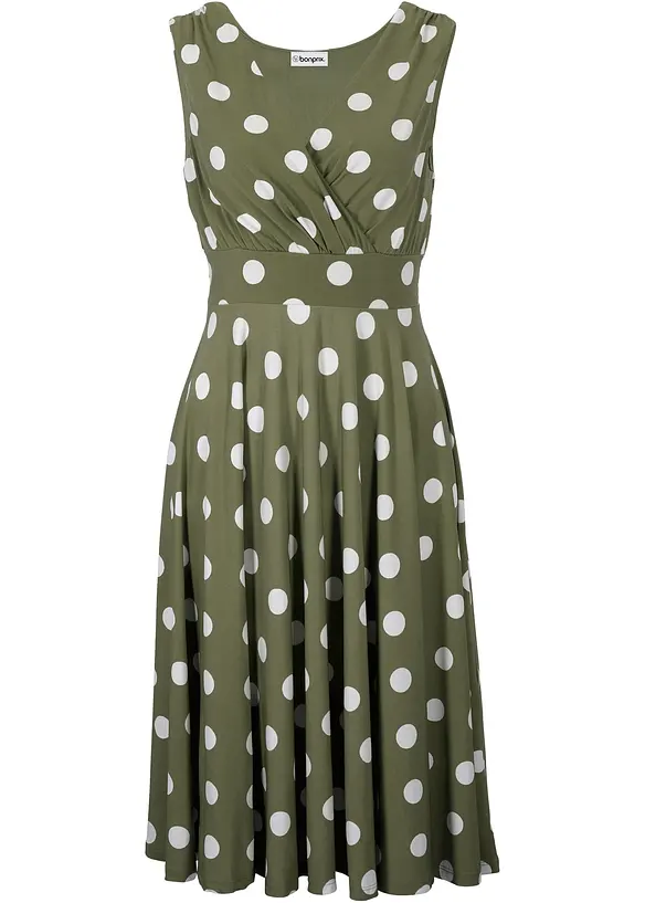 Shirtkleid mit Punkten in grün von vorne - bonprix