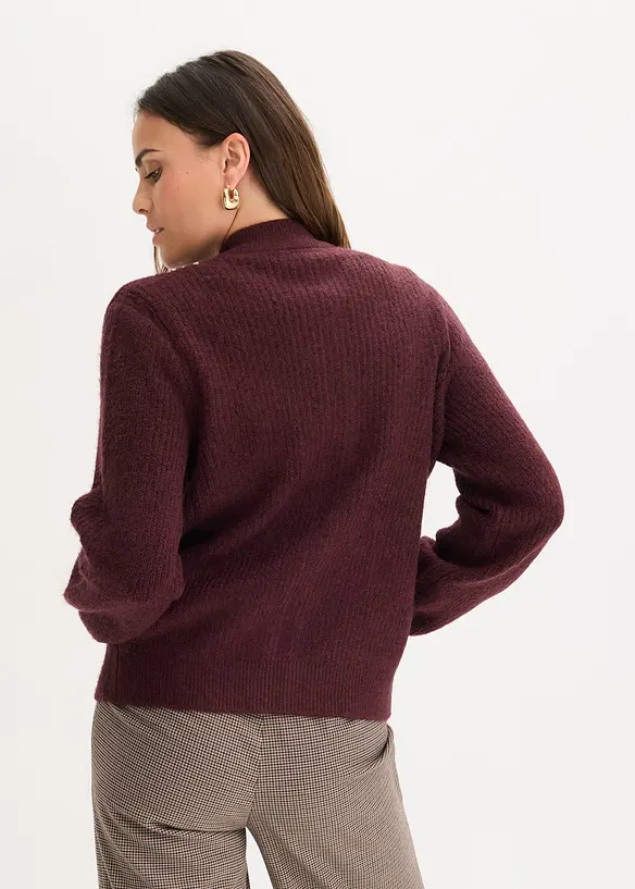 Strickjacke mit Zopfmuster in rot von hinten (im Anschnitt) - bonprix Strickjacke mit Zopfmuster in rot von hinten (im Anschnitt) - bonprix