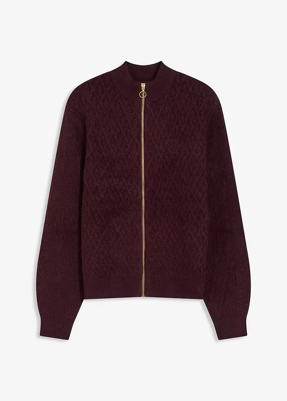 Strickjacke mit Zopfmuster in rot von vorne - bonprix Strickjacke mit Zopfmuster in rot von vorne - bonprix