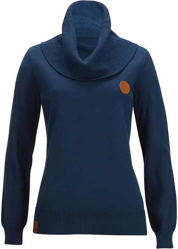 Feinstrickpullover mit weitem Kragen in blau von vorne - bonprix Feinstrickpullover mit weitem Kragen in blau von vorne - bonprix
