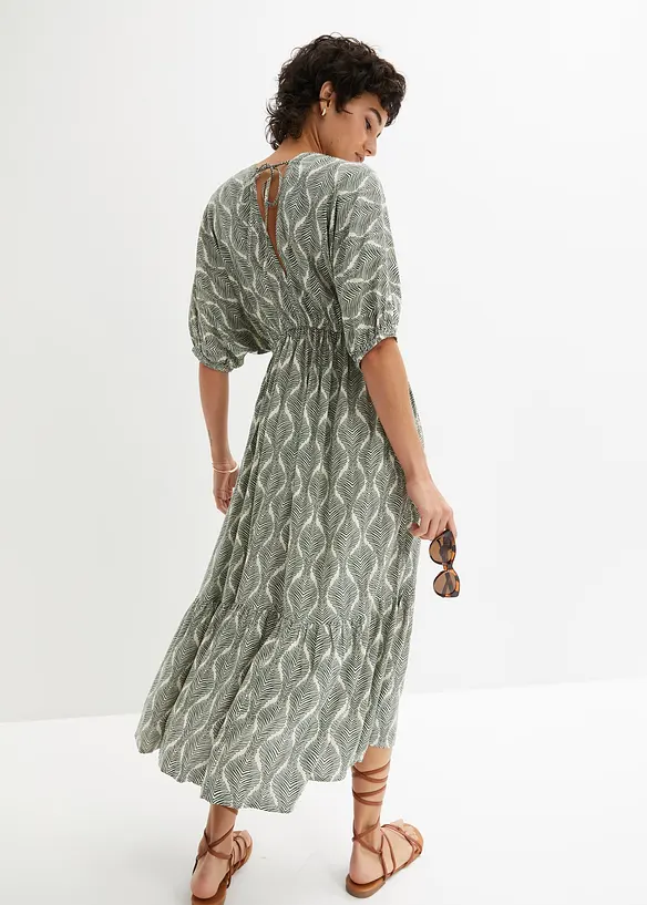 Midikleid aus fließender Viskose in grün von hinten (Totalaufnahme) - bonprix