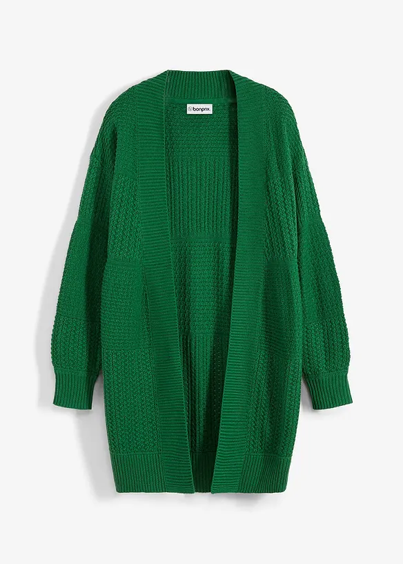 Longstrickjacke in grün von vorne - bonprix