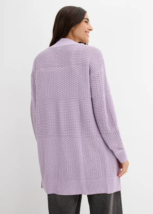 Longstrickjacke in lila von hinten (im Anschnitt) - bonprix