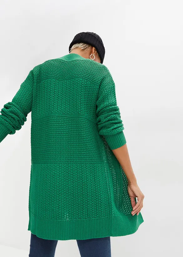Longstrickjacke in grün von hinten (im Anschnitt) - bonprix