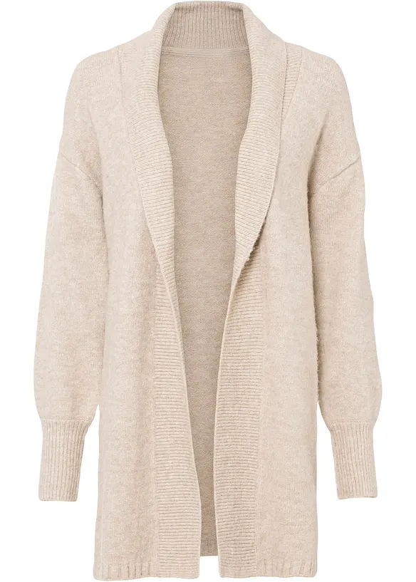 Longstrickjacke in beige von vorne - bonprix Longstrickjacke in beige von vorne - bonprix