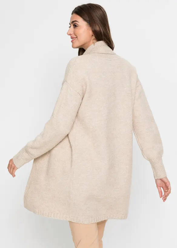 Longstrickjacke in beige von hinten (im Anschnitt) - bonprix Longstrickjacke in beige von hinten (im Anschnitt) - bonprix