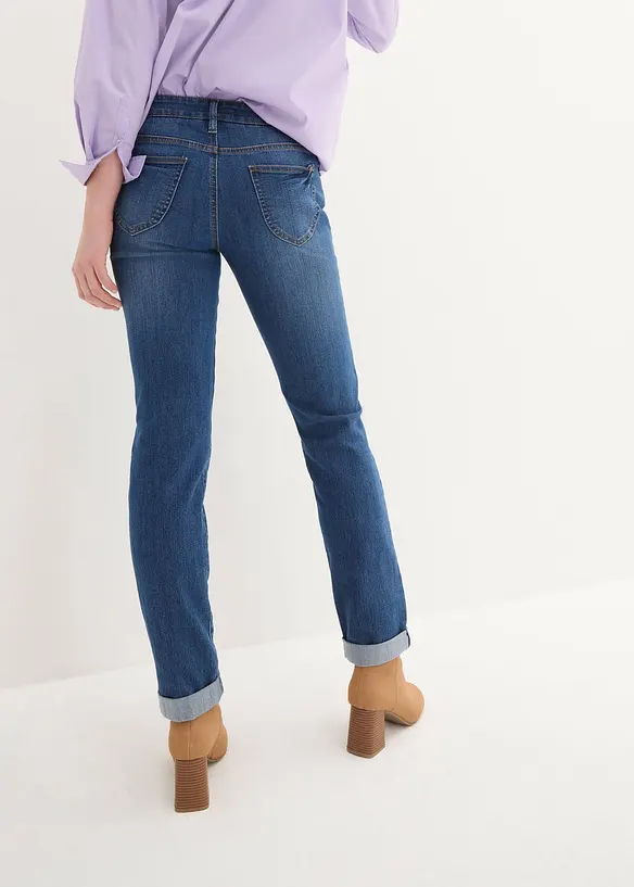 Straight Jeans High Waist, Stretch in blau von hinten - bonprix