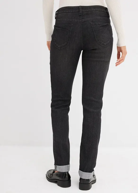 Straight Jeans High Waist, Stretch in schwarz von hinten - bonprix
