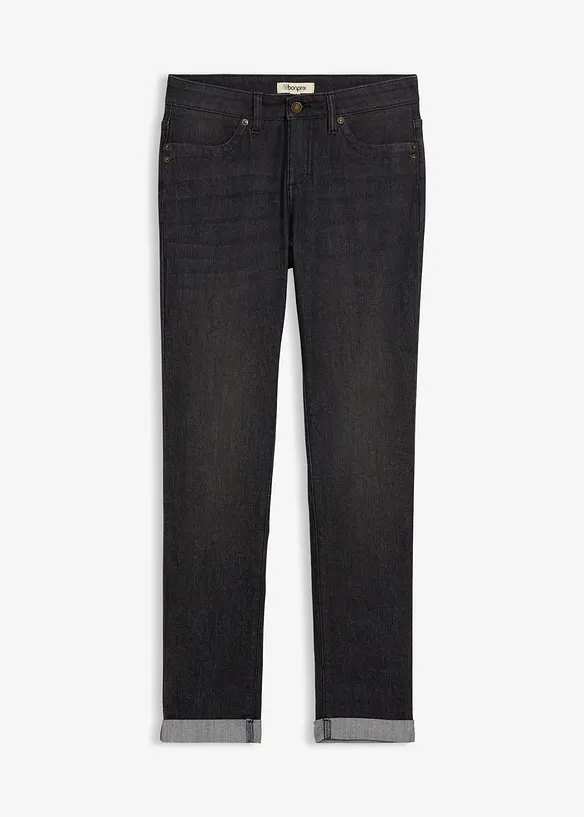 Straight Jeans High Waist, Stretch in schwarz von vorne - bonprix