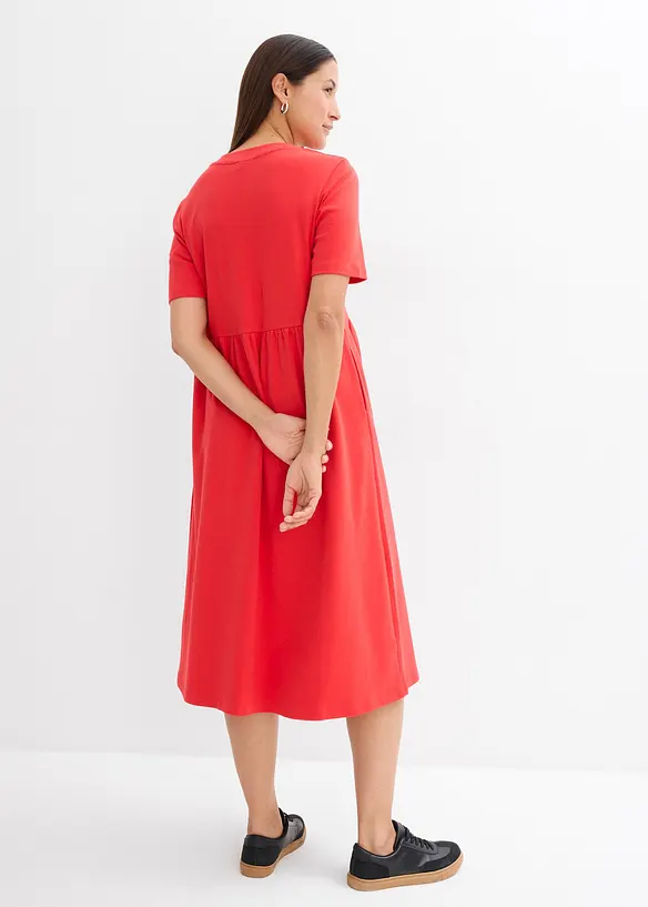 Jerseykleid aus schwerer Baumwolle in rot von hinten (Totalaufnahme) - bonprix Jerseykleid aus schwerer Baumwolle in rot von hinten (Totalaufnahme) - bonprix