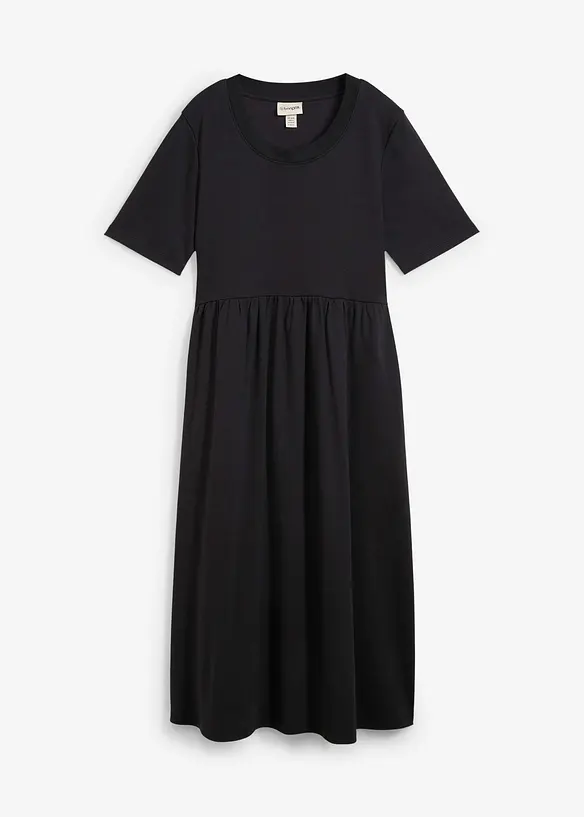 Jerseykleid aus schwerer Baumwolle in schwarz von vorne - bonprix Jerseykleid aus schwerer Baumwolle in schwarz von vorne - bonprix
