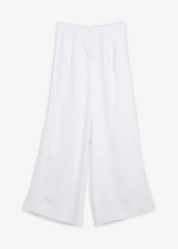 Bundfaltenhose aus fließendem Lyocell in weiß von vorne - bonprix Bundfaltenhose aus fließendem Lyocell in weiß von vorne - bonprix