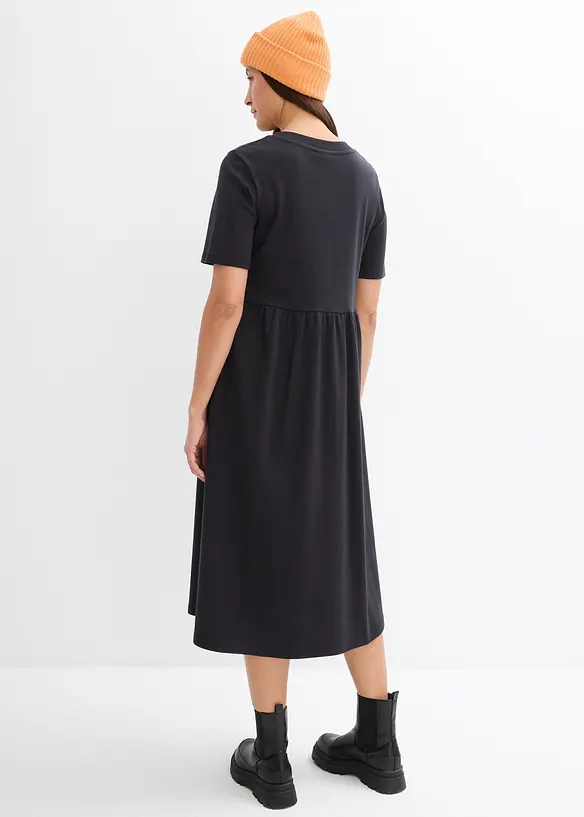 Jerseykleid aus schwerer Baumwolle in schwarz von hinten (Totalaufnahme) - bonprix Jerseykleid aus schwerer Baumwolle in schwarz von hinten (Totalaufnahme) - bonprix