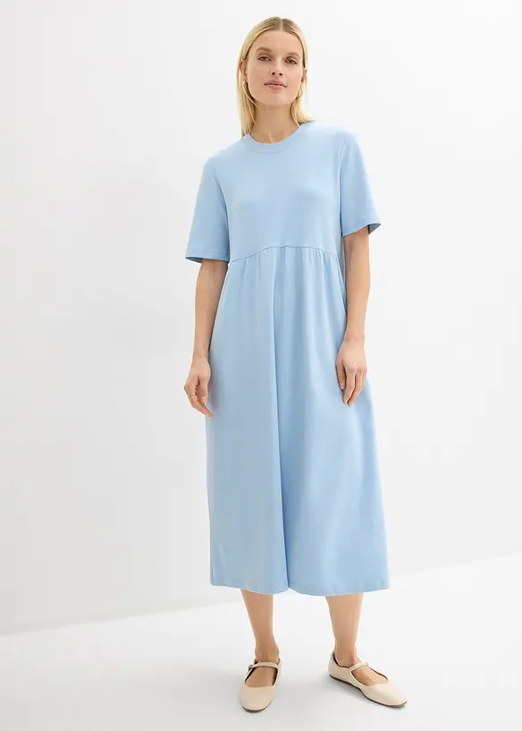 Jerseykleid aus schwerer Baumwolle in blau von vorne (Totalaufnahme) - bonprix Jerseykleid aus schwerer Baumwolle in blau von vorne (Totalaufnahme) - bonprix