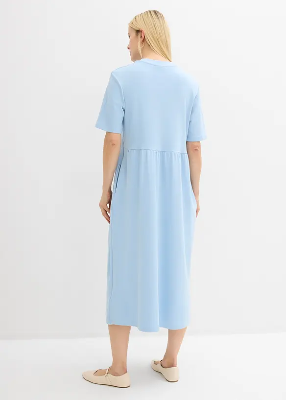Jerseykleid aus schwerer Baumwolle in blau von hinten (Totalaufnahme) - bonprix Jerseykleid aus schwerer Baumwolle in blau von hinten (Totalaufnahme) - bonprix