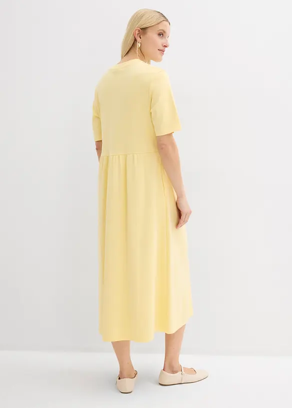 Jerseykleid aus schwerer Baumwolle in gelb von hinten (Totalaufnahme) - bonprix Jerseykleid aus schwerer Baumwolle in gelb von hinten (Totalaufnahme) - bonprix
