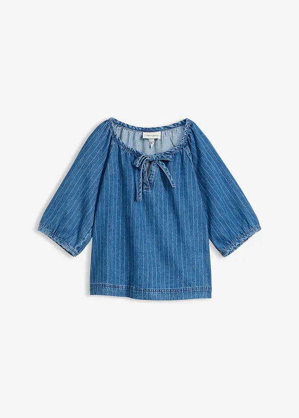 Jeans-Tunikabluse aus reiner Baumwolle in blau von vorne - bonprix Jeans-Tunikabluse aus reiner Baumwolle in blau von vorne - bonprix