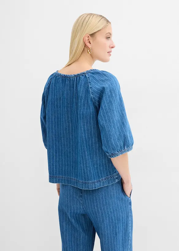 Jeans-Tunikabluse aus reiner Baumwolle in blau von hinten (im Anschnitt) - bonprix Jeans-Tunikabluse aus reiner Baumwolle in blau von hinten (im Anschnitt) - bonprix