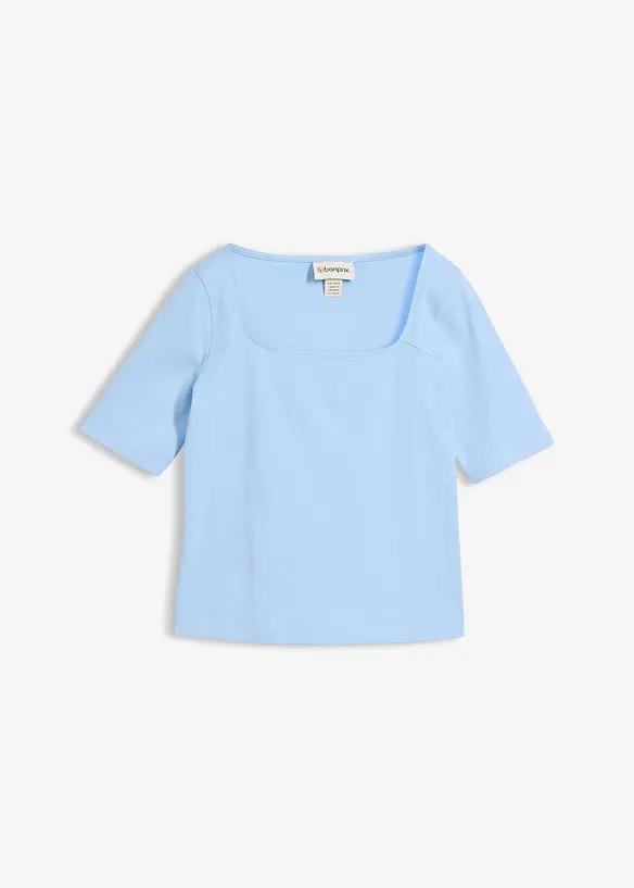 T-Shirt aus schwerer Bio-Baumwolle in blau von vorne - bonprix