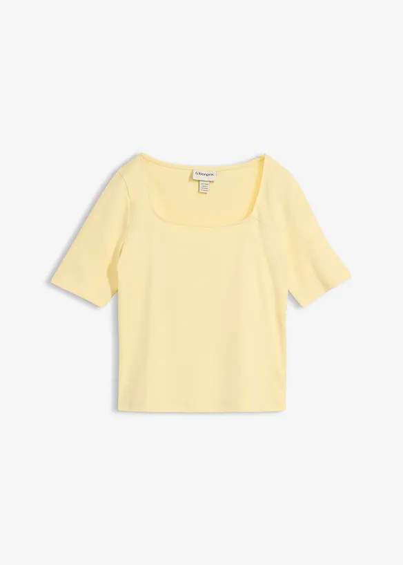 T-Shirt aus schwerer Bio-Baumwolle in gelb von vorne - bonprix