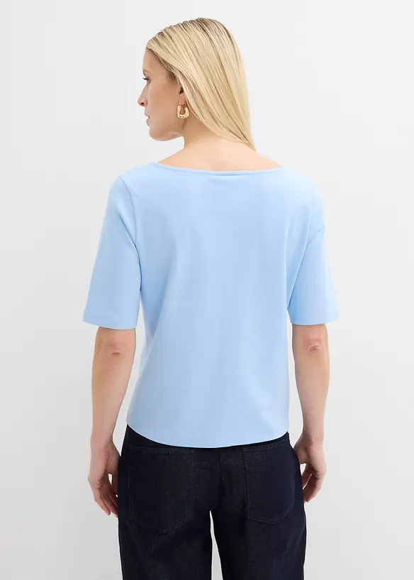 T-Shirt aus schwerer Bio-Baumwolle in blau von hinten (im Anschnitt) - bonprix