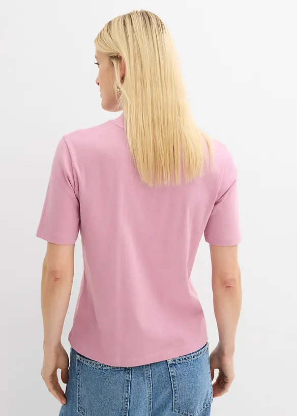 Rippshirt aus reiner Baumwolle in rosa von hinten (im Anschnitt) - bonprix Rippshirt aus reiner Baumwolle in rosa von hinten (im Anschnitt) - bonprix