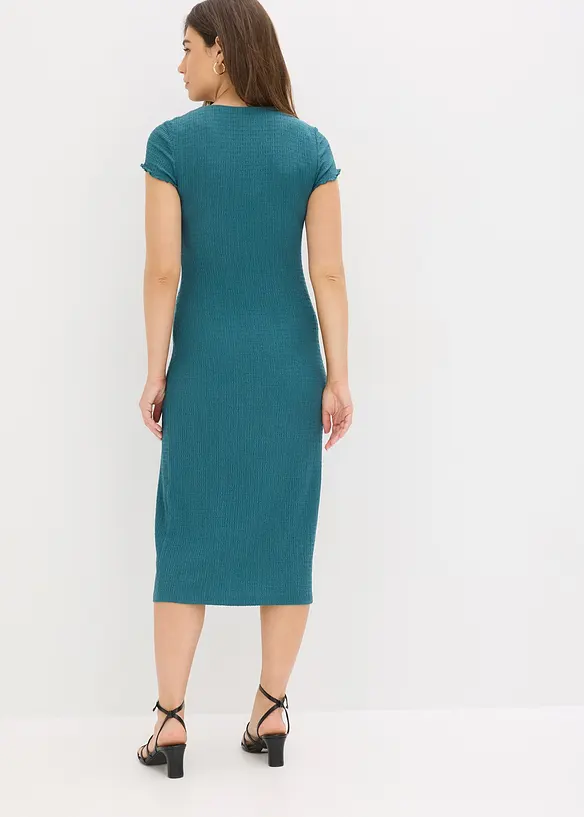 Jerseykleid aus strukturiertem Crêpe in petrol von hinten (Totalaufnahme) - bonprix Jerseykleid aus strukturiertem Crêpe in petrol von hinten (Totalaufnahme) - bonprix